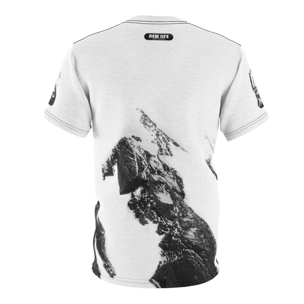 New Life Mountain Unisex AOP Cut & Sew Tee